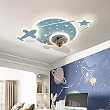 ATEEZ Cichy wentylator sufitowy dla dzieci ze światłem i sterowaniem 6 prędkości Nowoczesna lampa z wentylatorem sufitowym Możliwość przyciemniania Dwustronne wentylatory sufitowe ze światłem do sypialni, jadalni - niebieski