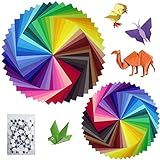 sunerly 200 hojas 50 colores vivos sola cara papel para Origami para proyectos de arte y manualidades + 100pcs con Googly Ojos móviles (100 hojas, 15 x 15 cm + 100 hojas 10 x 10 cm)