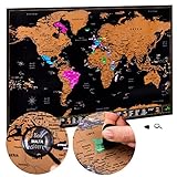ATLAS & GREEN Scratch Светска карта | Скреч мапа на светот | Скреч карта за патување 70 x 42 | Ултра детално со USA + комплет за додатоци