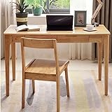 EnixWh Escritorio de madeira maciza con 2 caixóns, escritorio moderno de oficina en casa, escritorio de ordenador, estación de traballo, mesa de estudo (39 polgadas, natural)