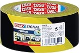 tesa SIGNAL Premium - Nui-Purpose Marking Tape - Adhesive Marking Tape for Permanent marking of Danger Areas or Areas - Black and Yellow - 66 mx 50 mm