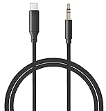 Cable auxiliar para iPhone en coche para iPhone a adaptador auxiliar de 3,5 mm Jack Aux Lead compatible con iPhone 13 12 11/XR/8/7 para coche estéreo/auriculares/altavoz (negro)