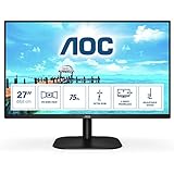AOC 27B2H- Monitor de 27'Full HD (1920x1080, 75 Hz, IPS, FlickerFree, 250 cd/m, D-SUB, HDMI, VGA, Low Blue Light) Negro