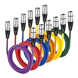 Neewer XLR macho a XLR hembra Micrófono de color- Cables Cables de goma apantallado, balanceado Cables (Verde, Azul, Púrpura, Rojo, Amarillo y Naranja), 6-Pack 6.5 ft/2 m