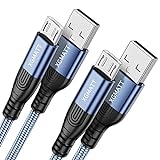 Cable Micro USB,2 Pack[3m+3m] Carga Rápida Android Cable Android Nylon Movil Cables Cargador Compatible con Samsung Galaxy S7 S6 J7 note 5, kindle, PS4 y más, Bule