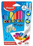 Maped - Rotuladores de Colores para Niños - Color's Peps Magic - 10 Rotuladores de Punta Media - Incluye 2 Reveladores - Tinta Cambia de Color - Variedad de Colores