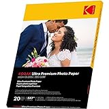 KODAK - 20 hojas de papel fotográfico de 280 g/m², brillante, formato 13 x 18 cm, impresión de inyección de tinta - 9891175