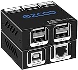 Extensor USB 2.0 de 165 pies con hub 4 puertos por Ethernet Cat5e Cat6 – RJ45 LAN extensión sin controlador, dos cámaras web funcionan juntas, compatible Windows, MacOS, Android, Linux, EX60-USB