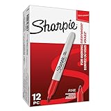 Sharpie S0810940 - Rotuladores permanentes, punta fina, caja de 12, color rojo