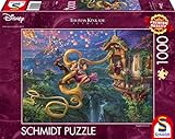 Schmidt Spiele Puzzle de 1000 Piezas de Thomas Kinkade, Disney, Rapunzel Tangled Up in Love, 58034