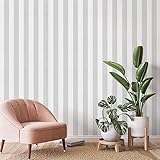VANISA Papel pintado autoadhesivo de vinilo adhesivo para pared de 40 × 500 cm, papel pintado de rayas grises y blancas, dormitorio, muebles