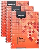 Amazon Basics Cuaderno espiral, 100 hojas, 200 páginas A4+, 80 GSM, paquete de 3