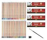 Koh-I-Noor Gioconda Pastel Pencils Set of 48 with Sharpener and Pastel Brush