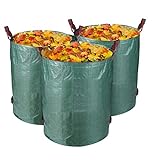3 sacos de jardín profesionales de 300 L, bolsa de basura reutilizable para jardín, bolsas de jardín de tejido de polipropileno extremadamente resistente (PP)