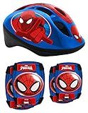 STAMP SAS Combo Spiderman (Helm + Elbow & Knee Pads), Niños, Azul, 5+