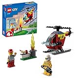 LEGO 60318 City Helicóptero de Bomberos, Juguete para Niños y Niñas Preescolares 4+ Años, con Mini Figura