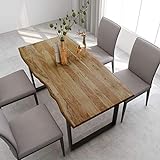Деревянный обеденный стол Festnight на стальных ножках, кухонный стол в индустриальном стиле, прямоугольный обеденный стол 160x80x76 см