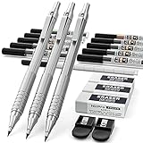 Nicpro Metal 2.0 Mechanical Pencil Set with Case, with 3 2mm Drwing Pencil, 10 lead Refill Tubes, lead Sharpener, 3 Erasers for Adult Kids Drwing Sketch.