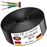 Cable subterráneo MAS-Premium Anillo de cable eléctrico de marca alemana para instalación en el subterráneo y al aire libre (NYY-J 3 x 6 mm², 60 m)