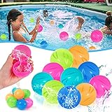 Ballons à eau réutilisables, 10 pièces ballons à eau à remplissage rapide, boules de bombe en silicone biodégradables colorées, jeux de jouets de piscine de fête d'été pour garçons filles adultes jardin plage extérieur