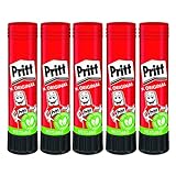 Pritt Pegamento adhesivo seguro y apto para niños para artes y manualidades, adhesivo fuerte para la escuela y la oficina, 5 bolígrafos Pritt de 11 g, 9H PK411