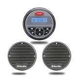Resistente al Agua Radio Marino Sistema de Sonido Estéreo Audio Bluetooth MP3 para Barco ATV Moto Radio FM Am + 7,6 cm Resistente al Agua Altavoz
