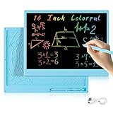 bhdlovely 16 Pollici LCD Scrittura Tablet,con disegno aritmetico ricaricabile USB e lavagna a colori per bambini Ragazzi Ragazze Bambini-Blu
