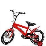 Bicicleta infantil de 14 pulgadas con ruedas de apoyo a partir de 3 – 6 años – Volante y sillín regulable – Niños y niñas – Protector de cadena – Bicicleta sin pedales (rojo)