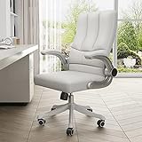 Chaises de bureau de direction Natuogo, chaise d'ordinateur ergonomique, chaise de travail à dossier haut en tissu technique avec accoudoirs rabattables et fonction d'inclinaison réglable