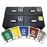 Haberdashery Online 5 Etiquetes Adhesives per al Reciclatge d'Escombraries. Adhesius per a la gestió de residus. Cadascuna de 4,8 x 4,8 cm.