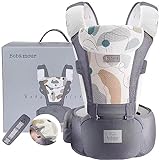 Nosilka Bebamour za 0–36 mesecev, nahrbtnik za dojenčke za novorojenčka do malčka, ergonomski otroški sedež na boku, nosilka 6 v 1, obrnjena spredaj (3D zračno siva z oblikovanim)