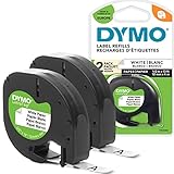 DYMO LetraTag Paper Labels | authentic | Nigrum in albo | 12mm x 4m Roll | for LetraTag labelers | auto-tenaces | 2 pack