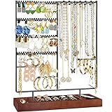 Procase Jewelry Stand for Earring Studs Chains Bracelets Necklaces Jewelry Display Stand Chain Holder Black