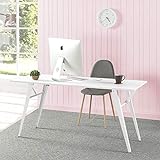 ZINUS Lindy White Metal Folding Desk 160 см, складаний багатофункціональний стіл, офісний стіл, комп’ютерний стіл, водонепроникне покриття, без збірки