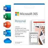 Microsoft 365 Personal | Suscripción anual o mensual | Para 1 PC o Mac, 1 tableta incluyendo iPad, Android, o Windows, además de 1 teléfono