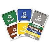 Haberdashery Online 5 Etiquetas Adhesivas para Reciclaje Basura. Pegatinas para la gestión de residuos. Cada una de 9,4 x 8,4 cm. Resistentes al Agua. (XL)