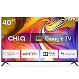 CHiQ L40H7G TV Smart TV 40 Pulgadas, Full HD 1080P, diseño sin Marco, Google TV, Google Assistant, Triple sintonizador(DVB-T2/S2/C), WiFi, Bluetooth, HDMI ARC, USB2.0, Ci+
