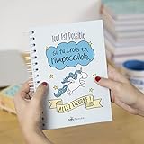 Nos pensées - Cuaderno tamaño A5 en FRANCÉS con Frase y dibujo divertido (Unicornio)
