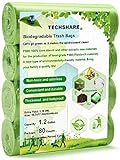 80 шт. 5л биоразлагаемые мешки для мусора для бытовых и садовых отходов, мешки для мусора для кухни/офиса (зеленые)