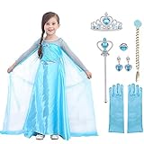 URAQT Disfraz de Princesa Elsa, Traje del Vestido Traje de Princesa de la Nieve Vestido Infantil Disfraz de Princesa de Niñas para a Cumpleaños Navidad Halloween