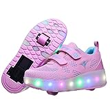 Sko med hjul til børn 7 farver LED lys Lysende sko Dobbelt hjulskøjter Udendørs sportssko Dreng og pige Gymnastik Skateboardsko med USB-opladning