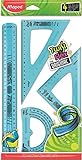 Maped - Rulers Kura - Twist'n Flex Decor - Maxi Kit of 4 Pieces - 1 Ruler 30 cm, 1 Set Square 60°, 1 Square 45° and 1 Protractor 180° - Rauemi Hangarau - Hoahoa Whakaari