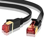 IBRA 5M Cable de Red Gigabit Ethernet LAN Cat.7 (RJ45) CAT7 (Avanzado) | 10 Gbps a 600 MHz | Cables Chapado en Oro Plug STP | Patch | Router | Módem| Negro Oblato