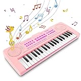 Innedu Piano Infantil , 37 Teclas Mini Teclado Musical de para Niños, Instrumentos Musicales Infantiles Multifunción con Sonidos de Animales y Micrófono, Piano Electrónico para Juguetes Niños Niña