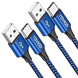 RAVIAD Cable USB Tipo C, [2Pack 2M] Cargador Tipo C Nylon Carga Rápida y Sincronización Cable USB C para Galaxy A02s/A03s/S10/S9/M12, Huawei, Redmi 9A/10, Realme 8, OnePlus 8T, POCO X3 Pro- Azul