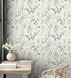 GAULAN 680930 - Vaskbart tapet af grene blomster og fugle romantisk stil til stuen køkken soveværelse spisestue væg - Rulle på 10 m x 0,53 m