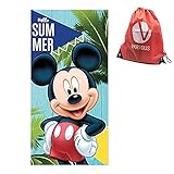 Toalla de Playa Infantil para Niños Baño y Playa Diseño de Mickey Mouse con Licencia Oficial Disney
