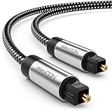 deleyCON 3,0m Óptico Toslink Cable de Audio Digital Enchufe de Metal Recubrimiento de Nylon SPDIF Cable de Fibra Óptica Dolby DTS Sound - Negro