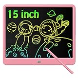 Tablette d'écriture LCD 15 pouces, tablette d'écriture LCD rose, planche à dessin électronique portable Deecam, avec verrouillage d'écran effaçable, pour dessin d'enfants, maison et bloc-notes