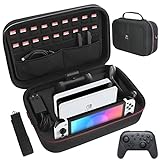 HEYSTOP Case para sa Nintendo Switch, Switch Case nga adunay 18 Game Card Slots, Travel Carrying Hard Case Compatible sa Nintendo Switch Consoles and Accessories, Black